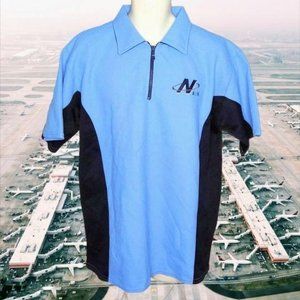 N-AIR Blue Short Sleeve Athletic Coach Polo Shirt